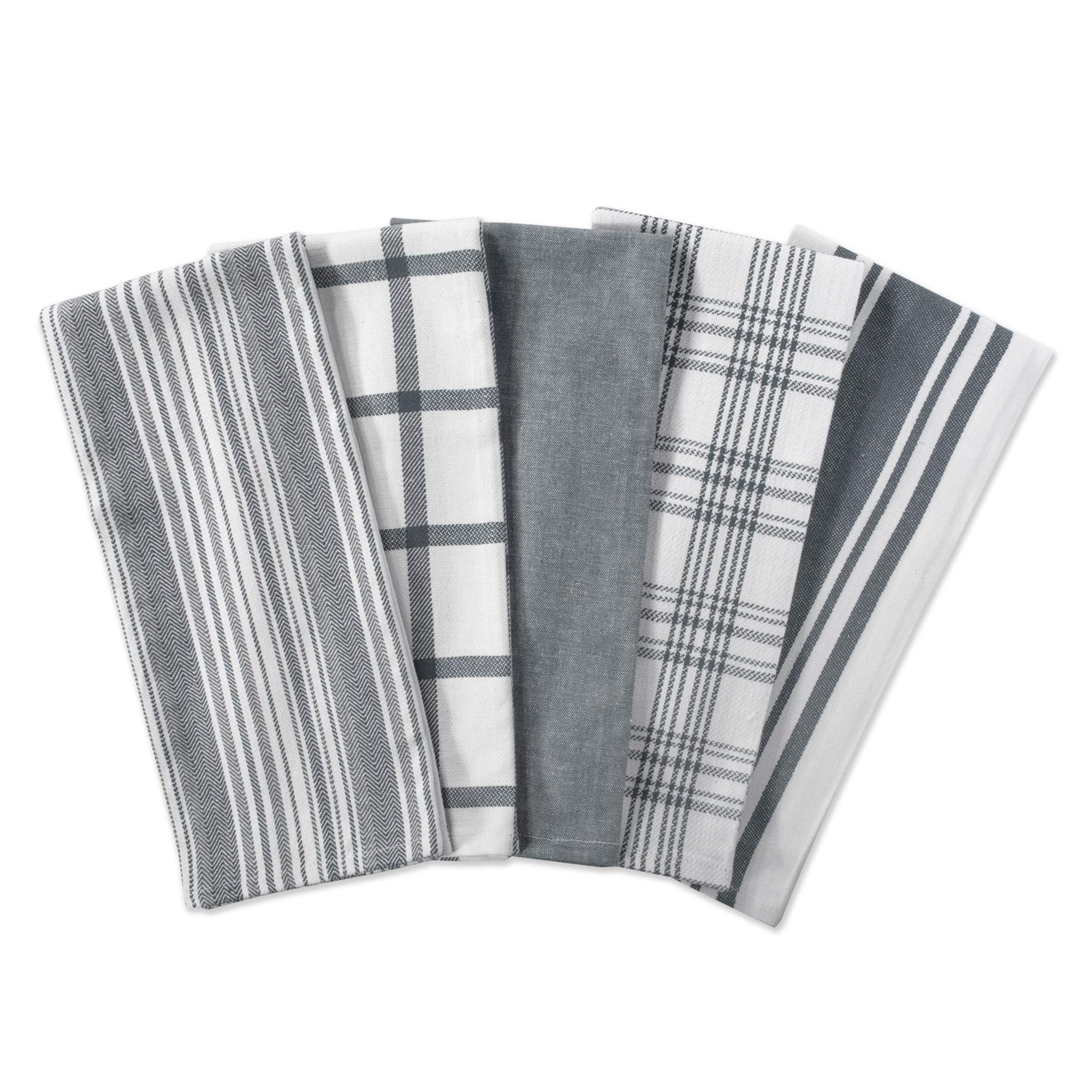 Toallas DII, tejido 100% algodón gris, absorbentes para derrames y secado rápido.