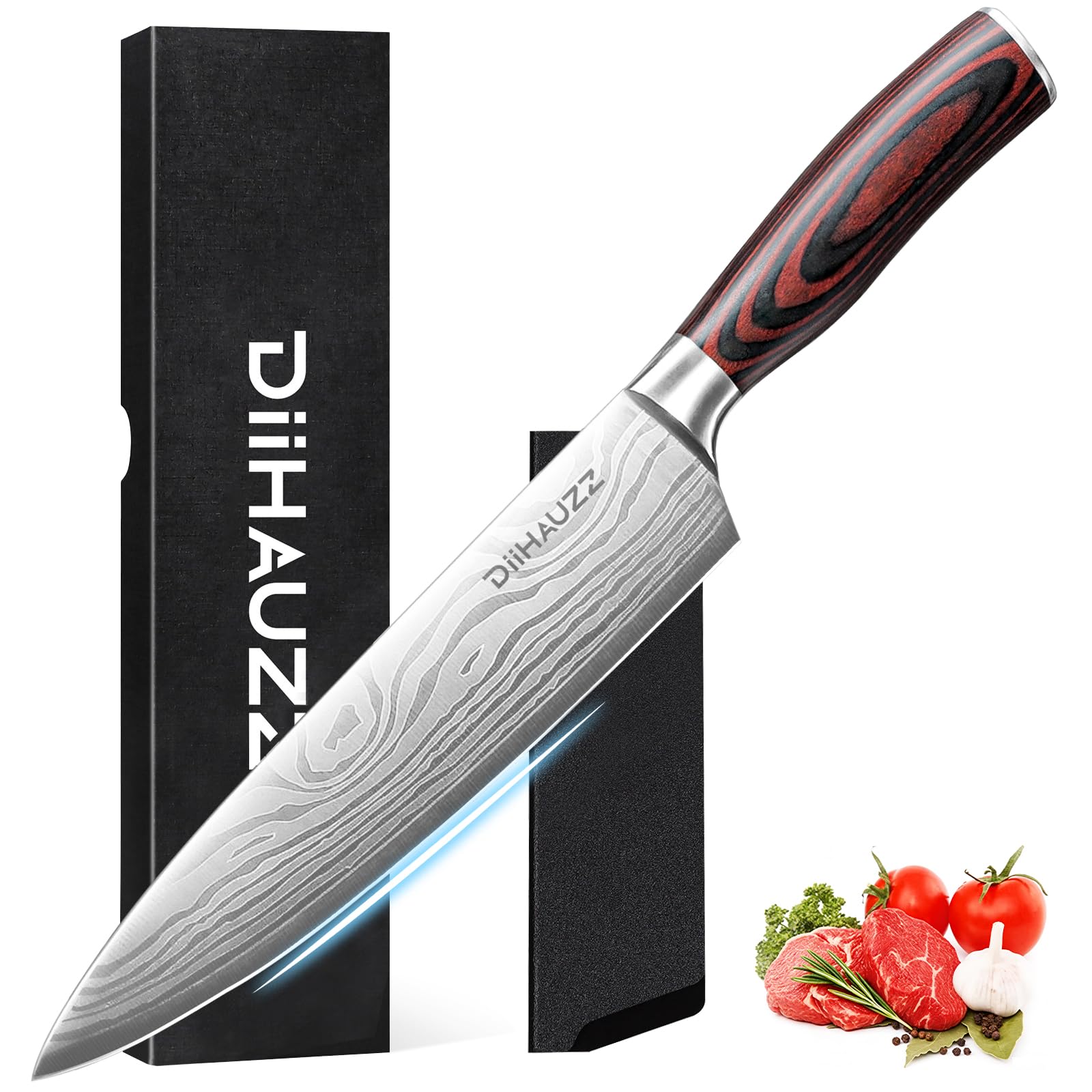 DiiHAUZZ, hoja-afilada-8-pulgadas para cortes precisos en la cocina.
