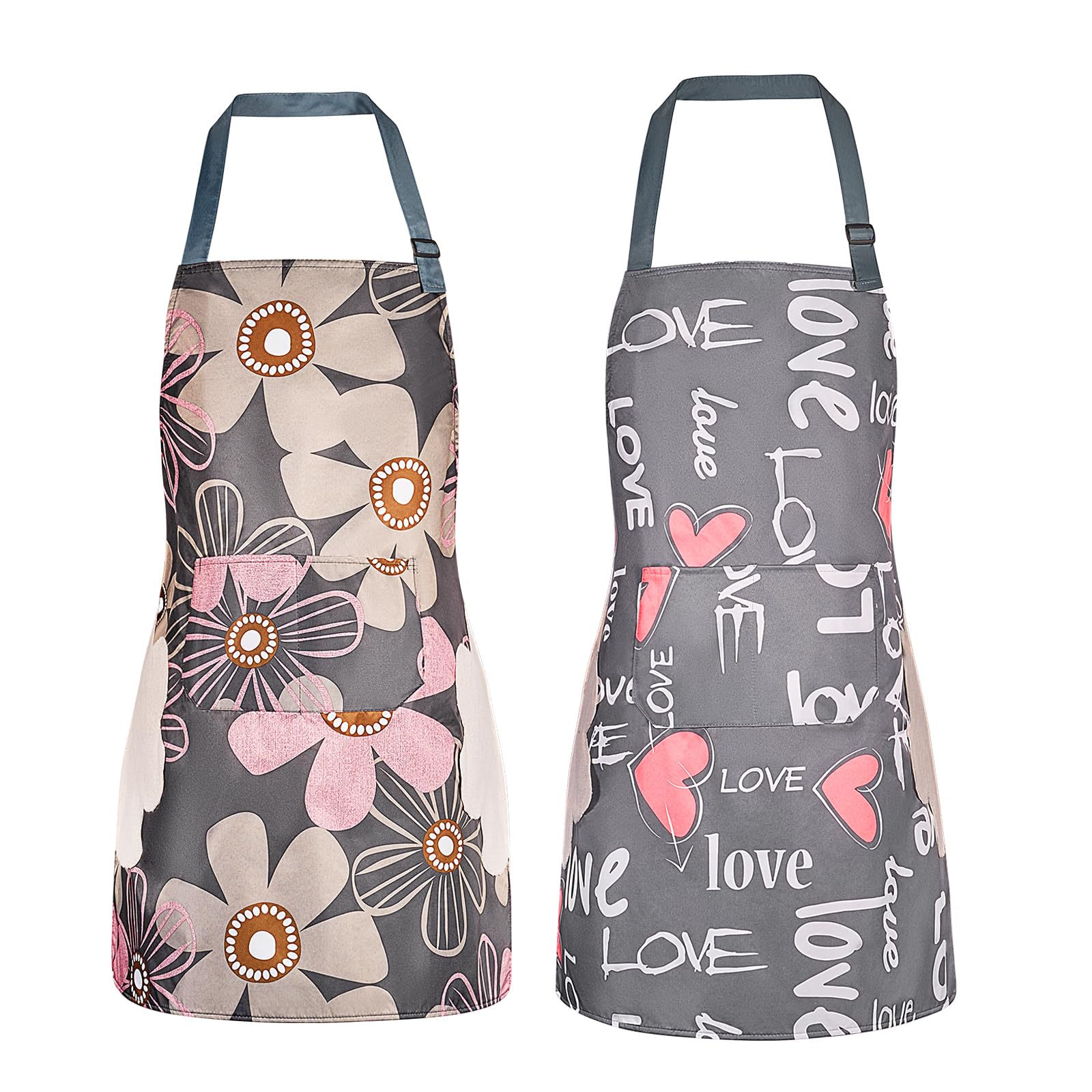 DILLMAN conjunto-dos-delantales florales bolsillos frontal para cocinar y jardinería