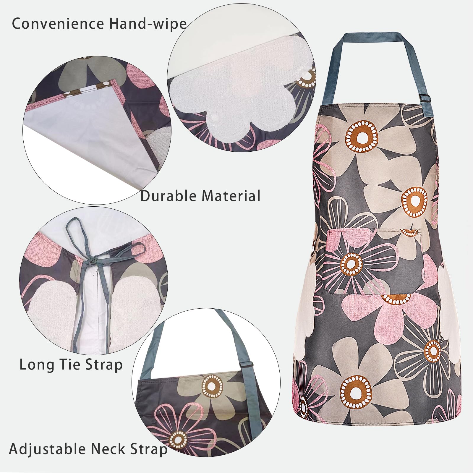 DILLMAN delantal floral ajuste cuello para comodidad en la cocina diaria