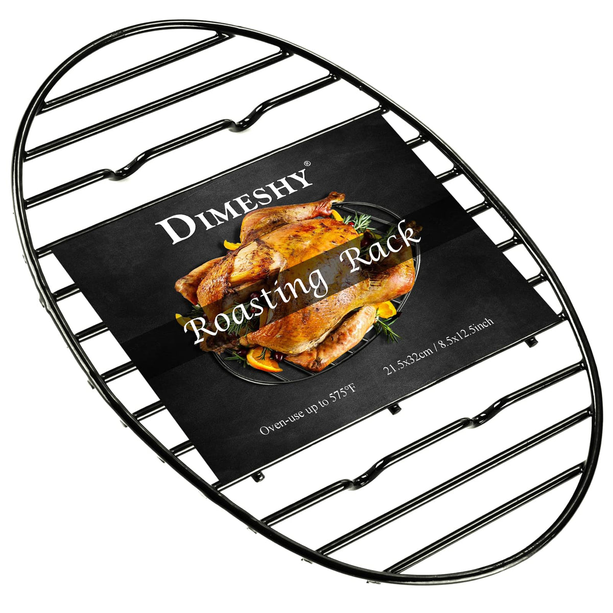 DIMESHY rejilla oval para asar con pies integrados, estable y buena ventilación.