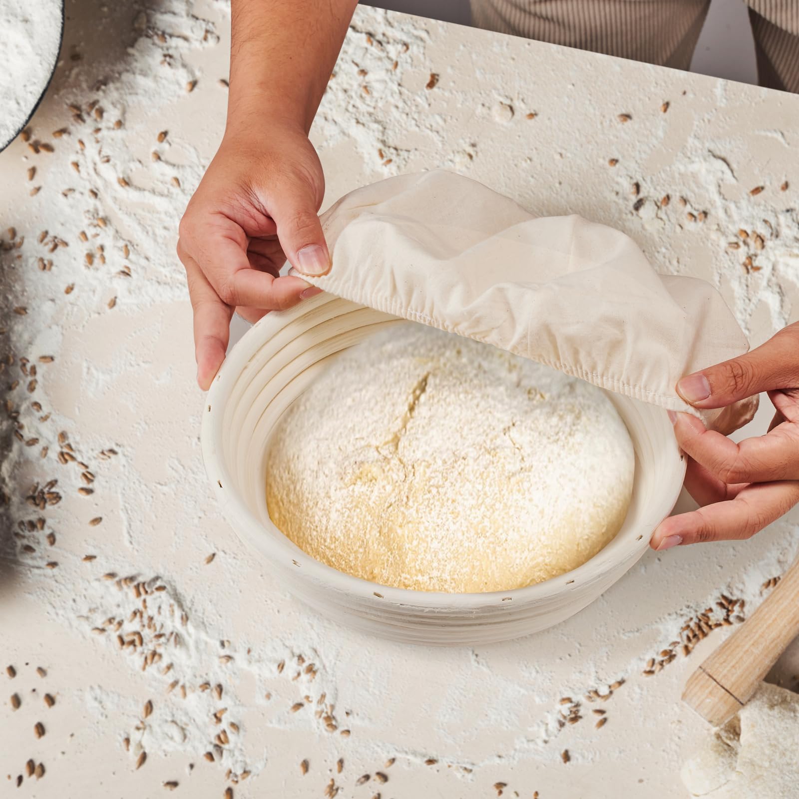 Canasta Dimpola para fermentación de pan con borde definido