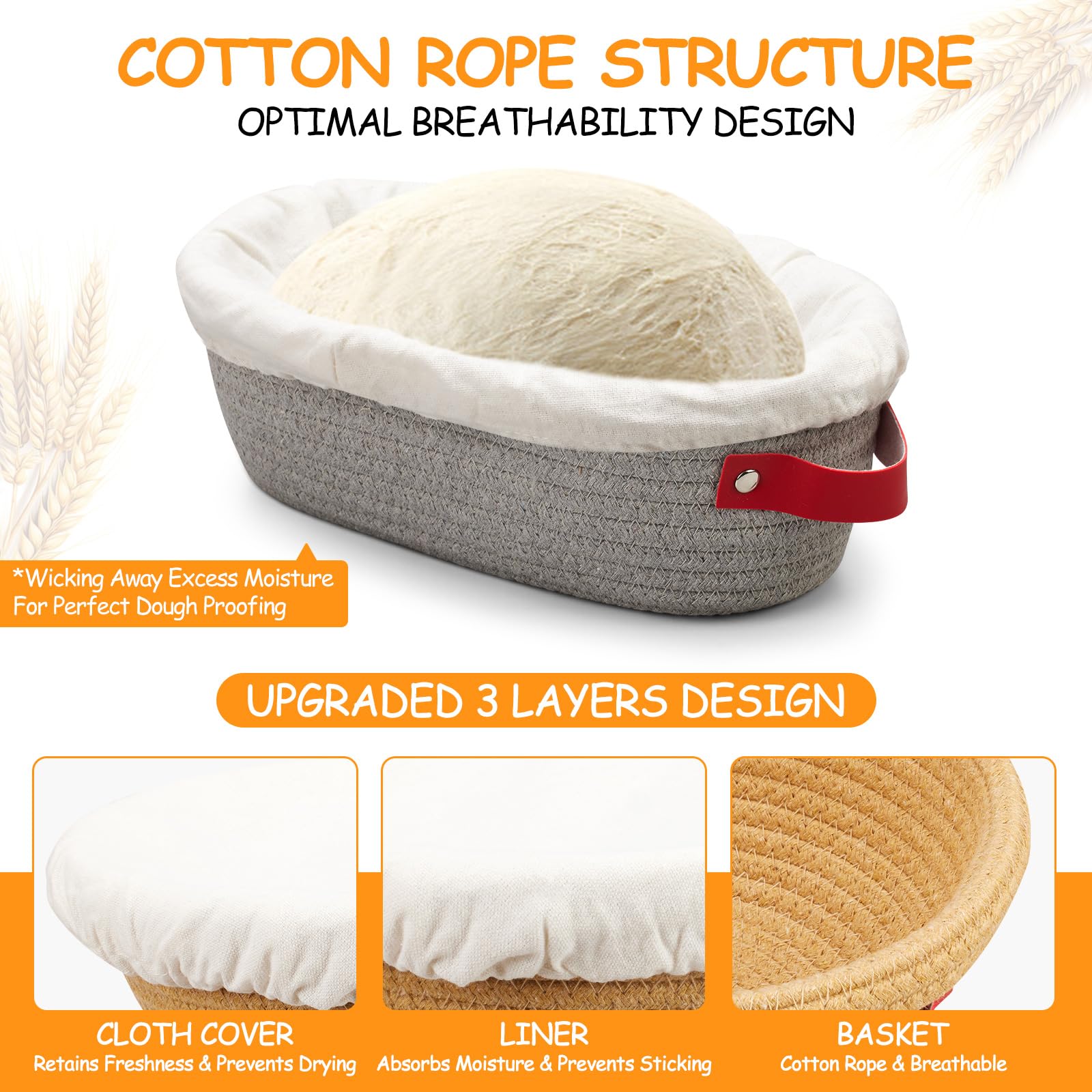 Cesta Banneton redonda de algodon de Dimpola ideal para masas crujientes.