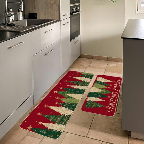 DineDia estrella navideña, alfombra de cocina decorativa para cocinas grandes