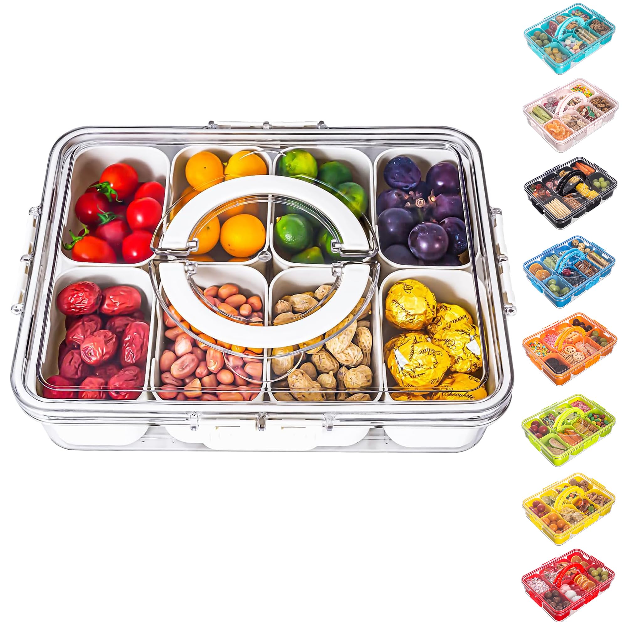 Dingerjar bandeja dividida con tapa y asa para servir aperitivos con estilo