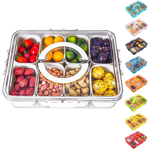 Dingerjar bandeja dividida con tapa y asa para servir aperitivos con estilo