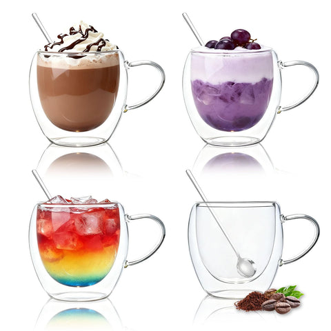 Taza DINGPAI con vidrio de doble pared mantiene caliente o fría sin quemar.