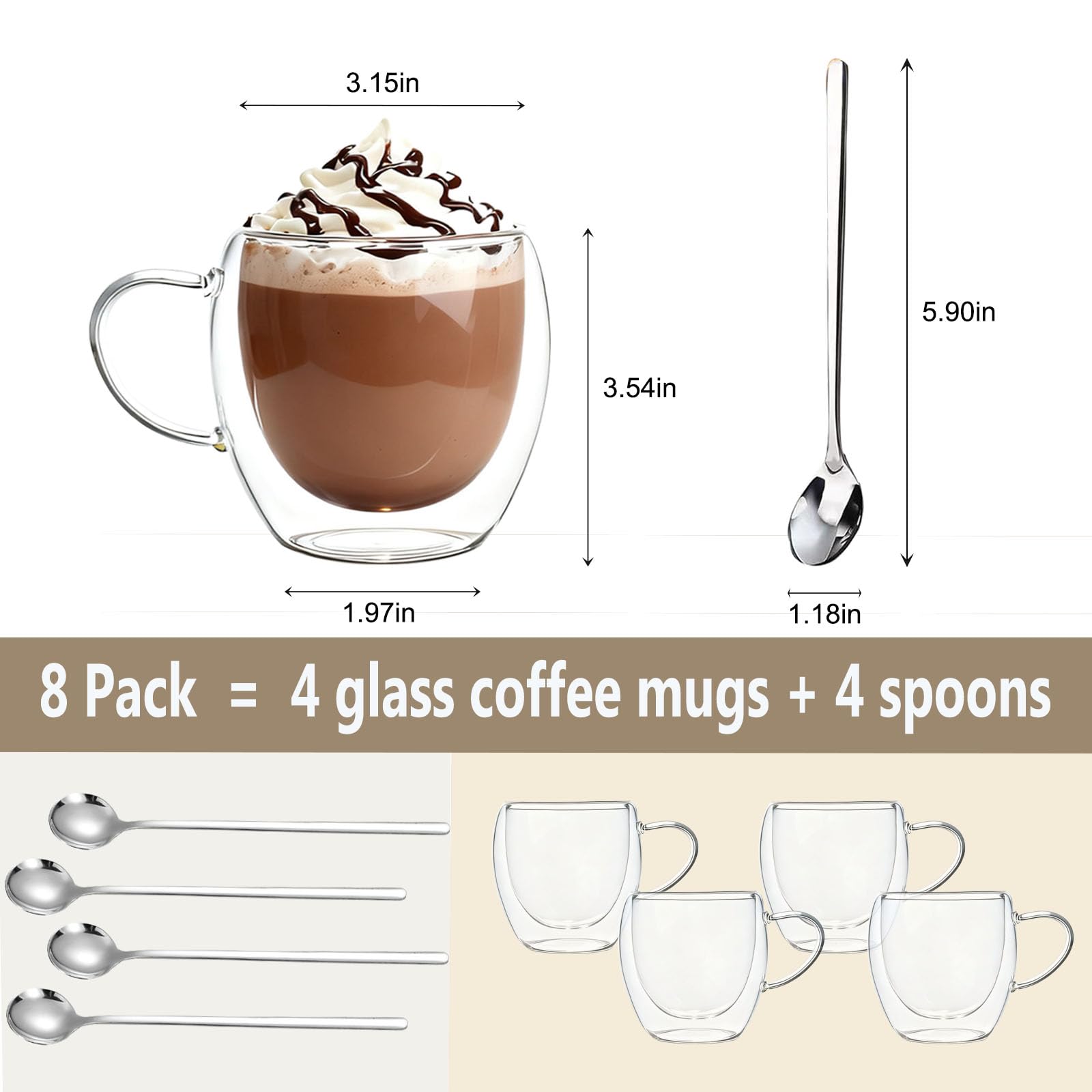 Taza DINGPAI de vidrio borosilicato resistente para uso diario.
