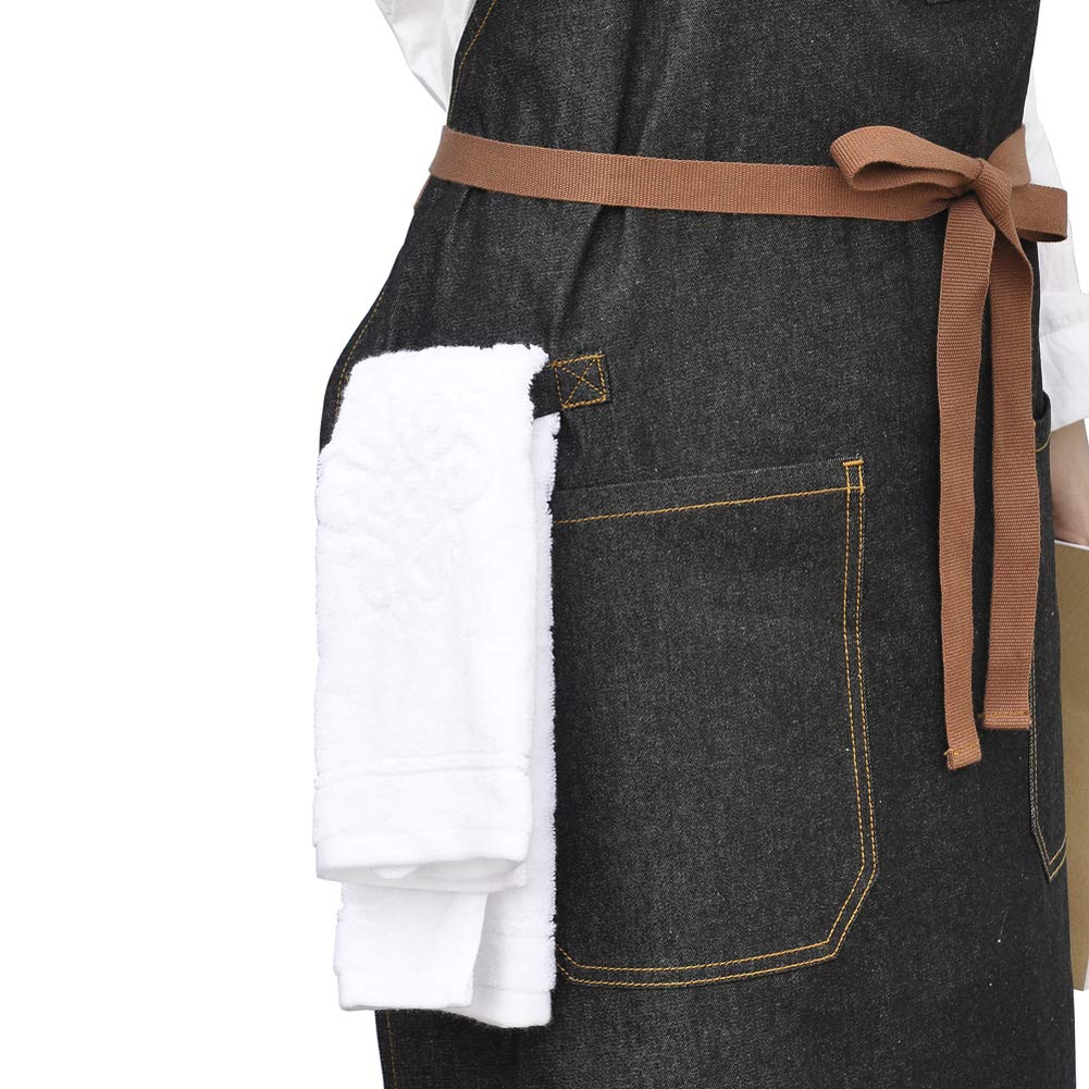 Delantal DingSay Trendy de 10 oz denim, lavable a máquina y durable.