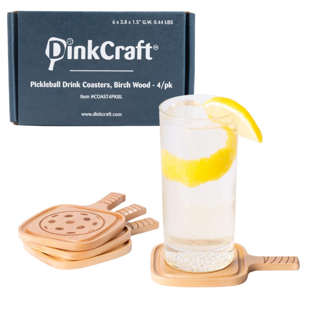 Posavasos DinkCraft en forma de pala de pickleball, 4-pack para reuniones