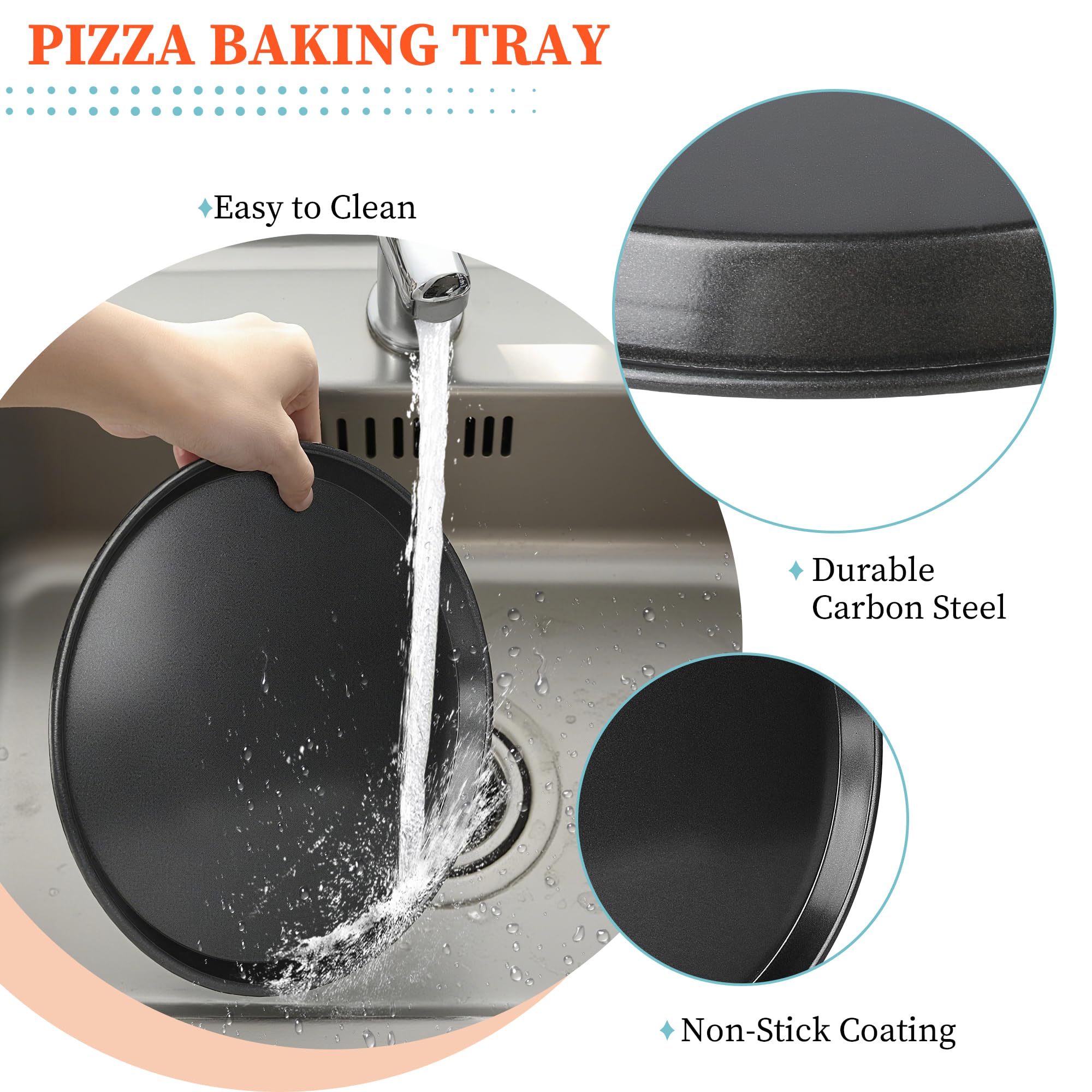 Sartén para pizza de diseño compacto Dinlon, fácil de guardar.