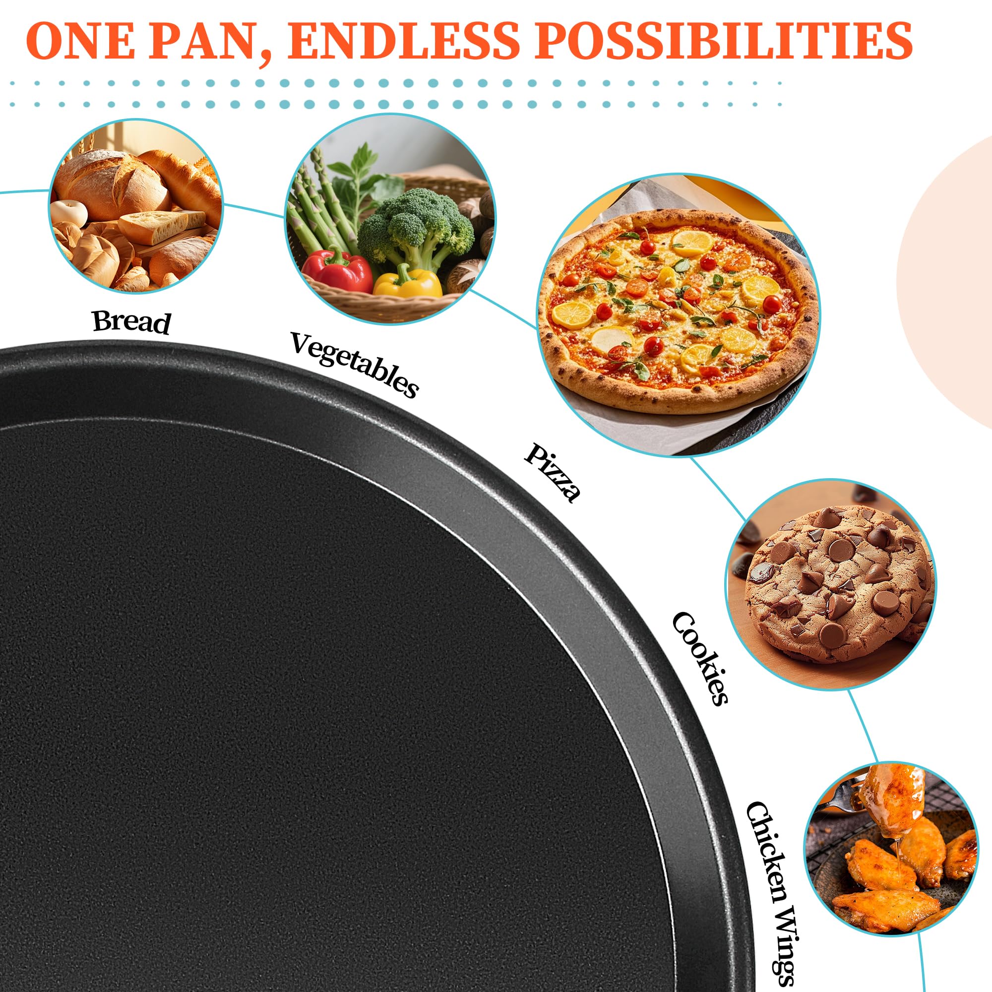 Dinlon sartén pizza para uso doméstico o comercial, versátil en la cocina.