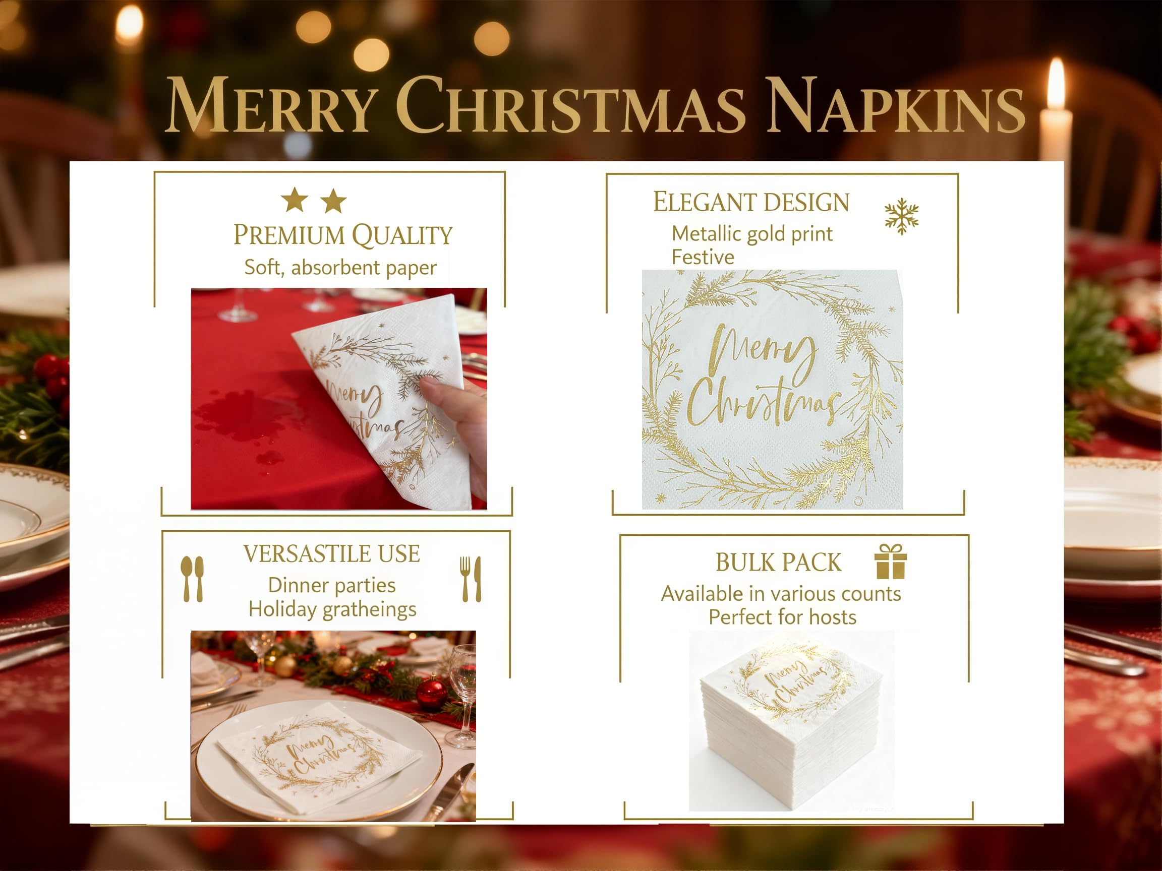 Dinokowa servilletas versátiles para mesa y decoraciones navideñas.