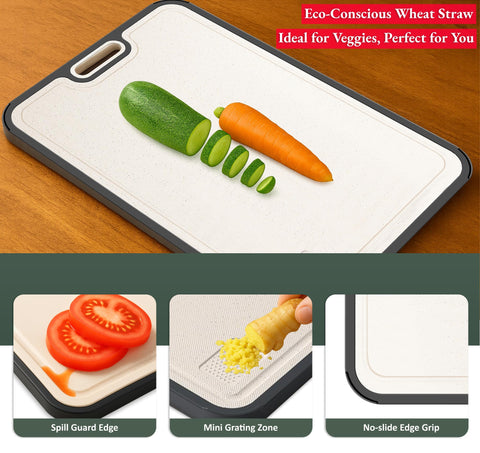 Dinvoy tabla cortar titanio GR1, cara trigo para verduras y frutas.