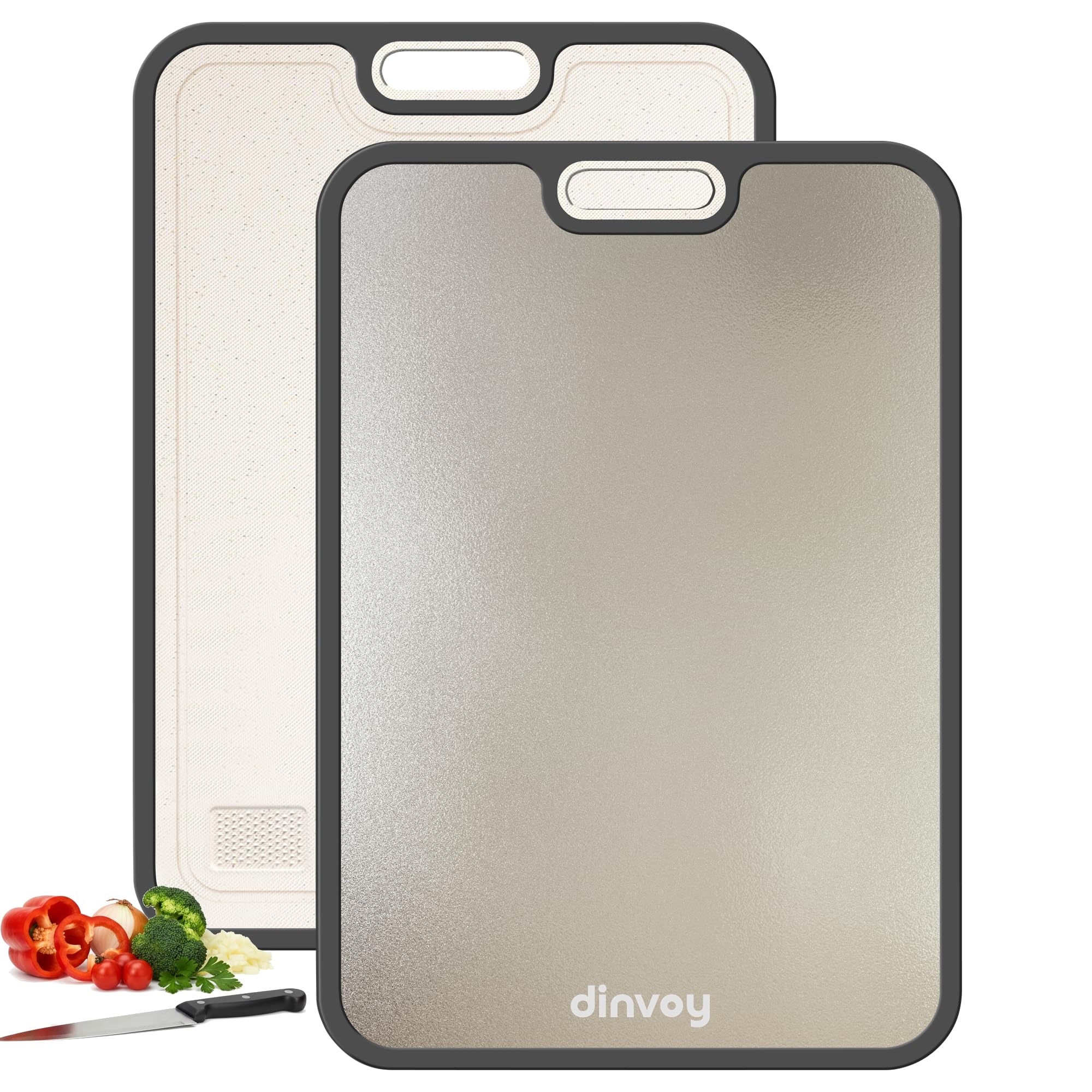 Dinvoy tabla cortar titanio GR1, doble cara, vista frontal.