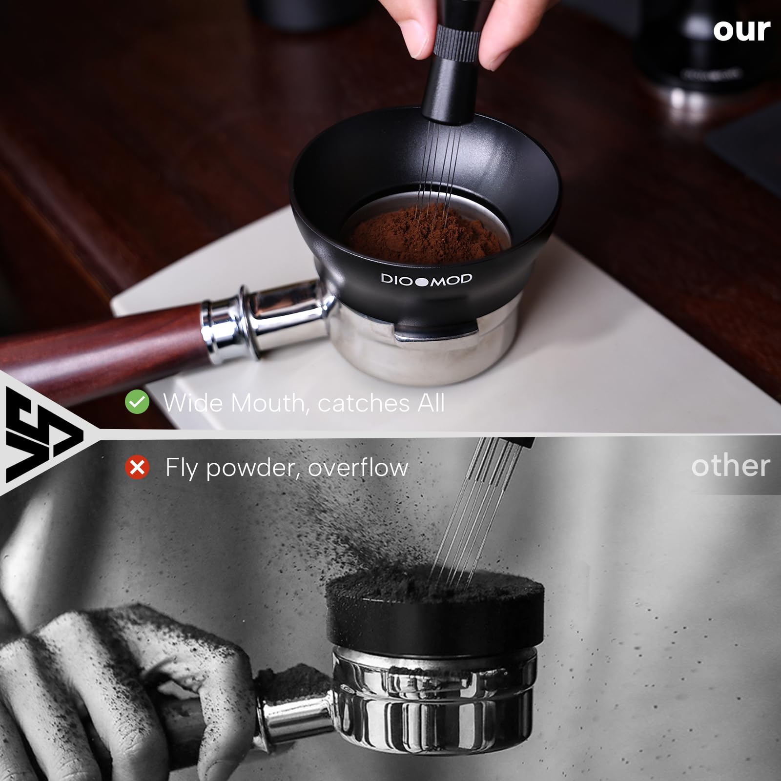 Dioomod dosificador 58mm aluminio resistente: durabilidad profesional diaria.