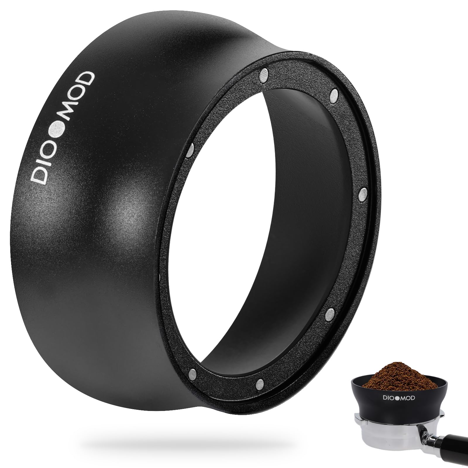 Dioomod dosificador 58mm imantado frente, sujeción estable para espresso.