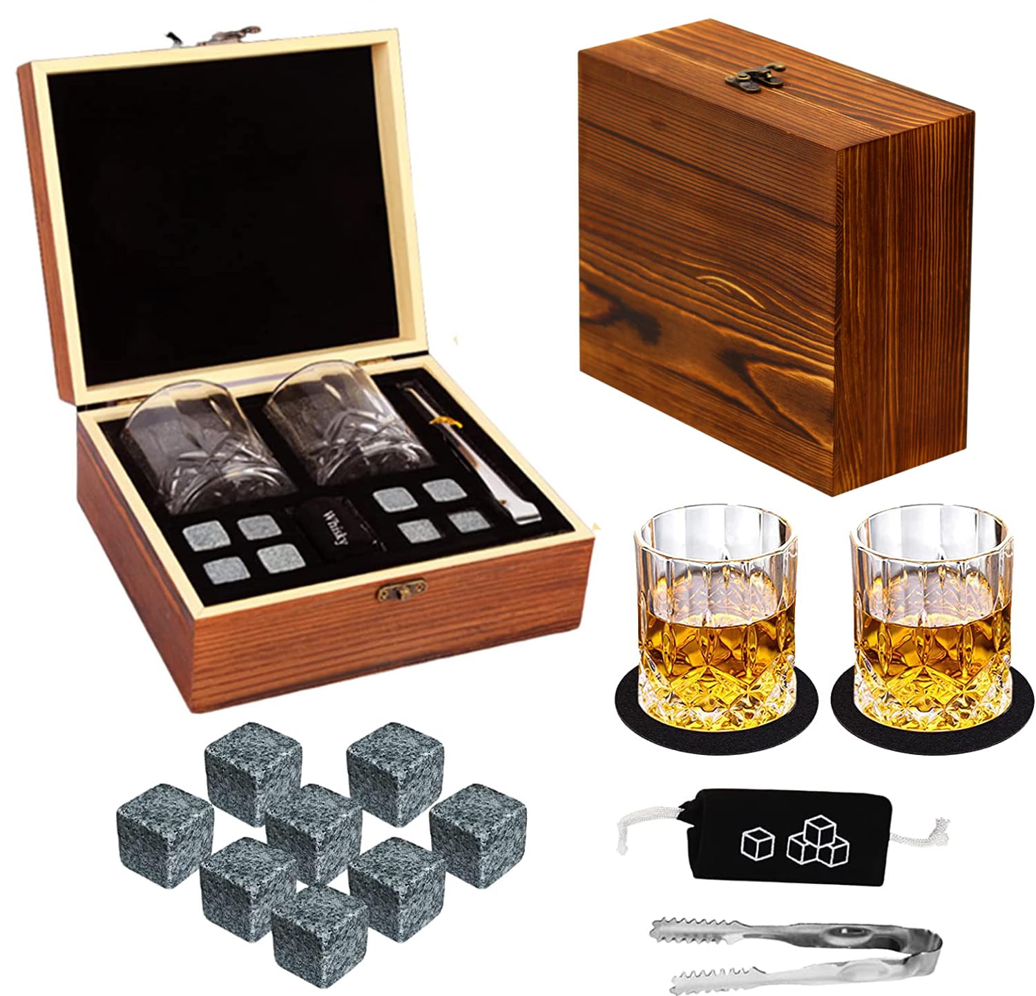 DIOXADOP Piedras para whisky: enfrian sin diluir el sabor, en caja regalo.