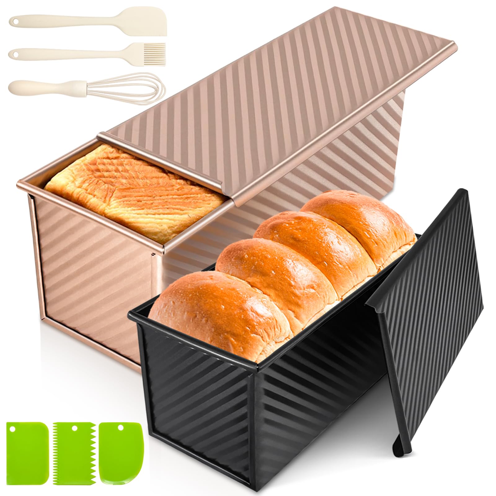 Dipanist molde Pullman con tapa 2pack, para panes con corte uniforme y miga suave