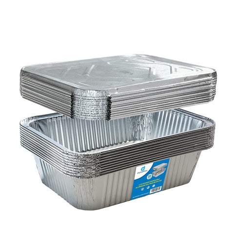 Diplastible bandeja ovalada de aluminio con tapa para servir y almacenar