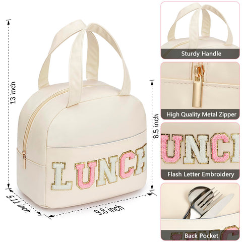 DIRGEE bolsa aislada en cuero PU blanco, conservación de comida
