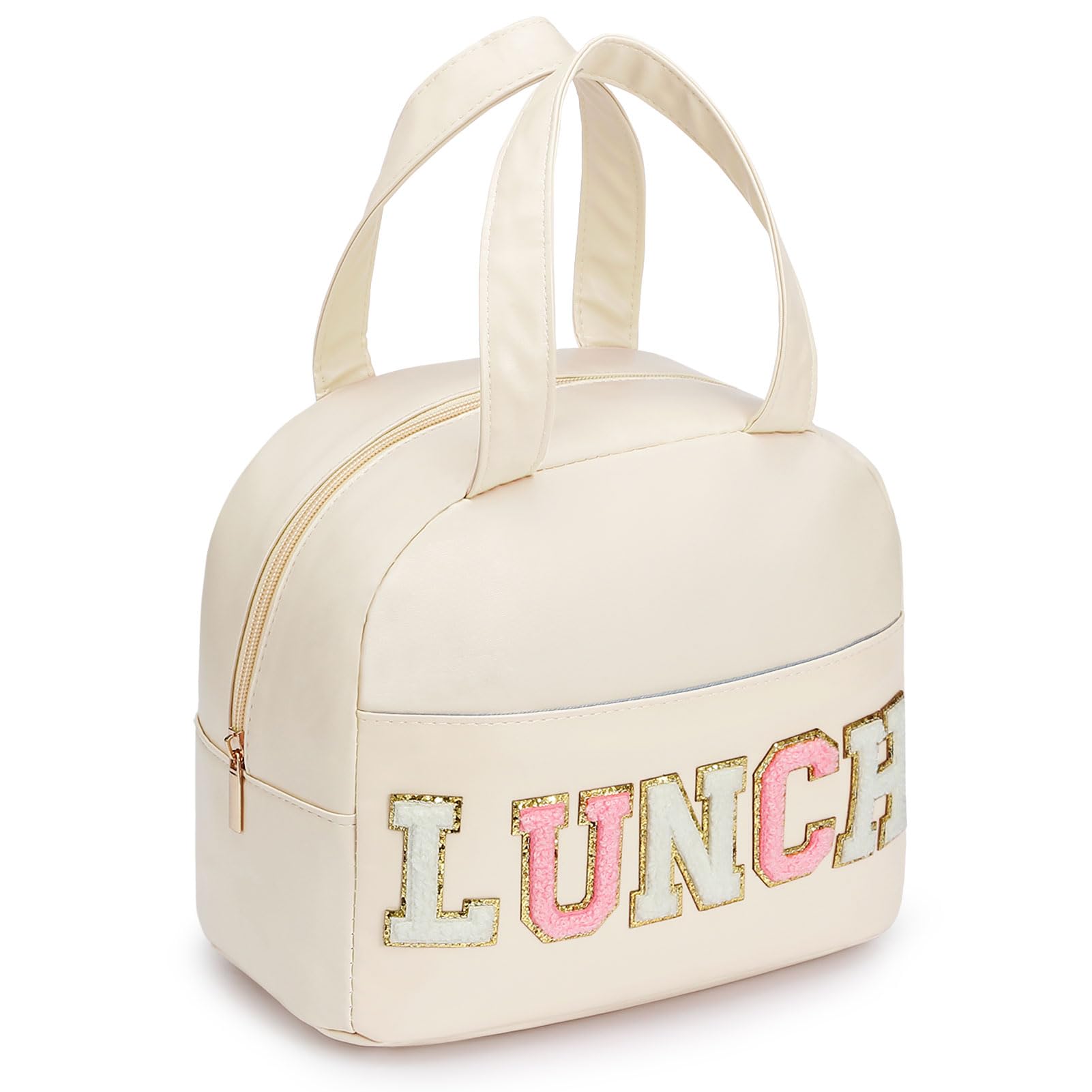 DIRGEE bolsa de almuerzo con letras chenille, estilo para oficina