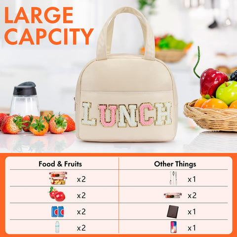 DIRGEE bolsa de almuerzo con diseño chenille y letras