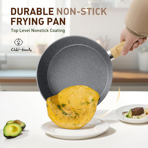 DishDelight sartén de 8 pulgadas con antiadherente para cocinar con menos aceite.