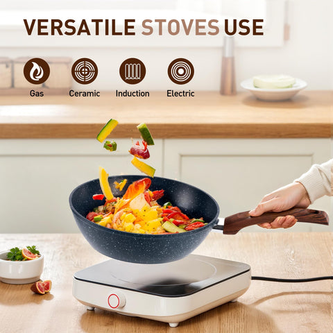 DishDelight sartén profunda de 9-7 pulgadas con tapa, ideal para guisos