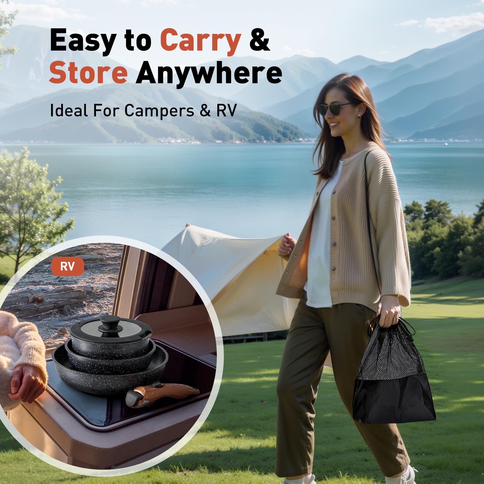 DishDelight set camping compacto para cocinar al aire libre.