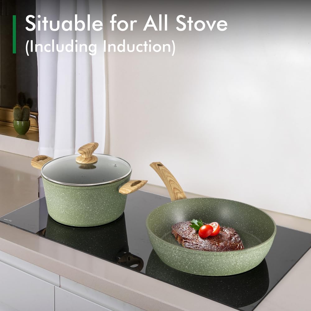 DishDelight trae utensilios de silicona en verde para cocinar y mezclar.