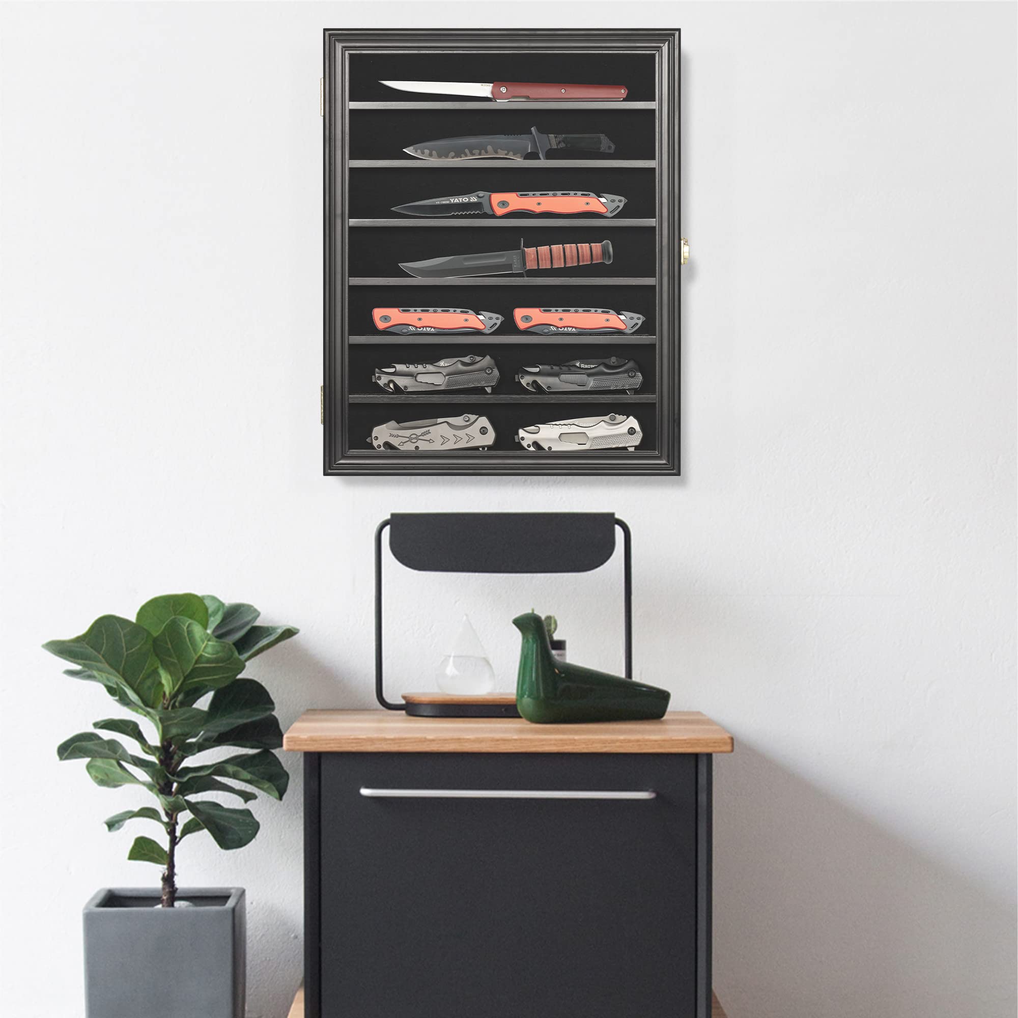 DisplayGifts dimensiones exteriores de la vitrina para cuchillos.