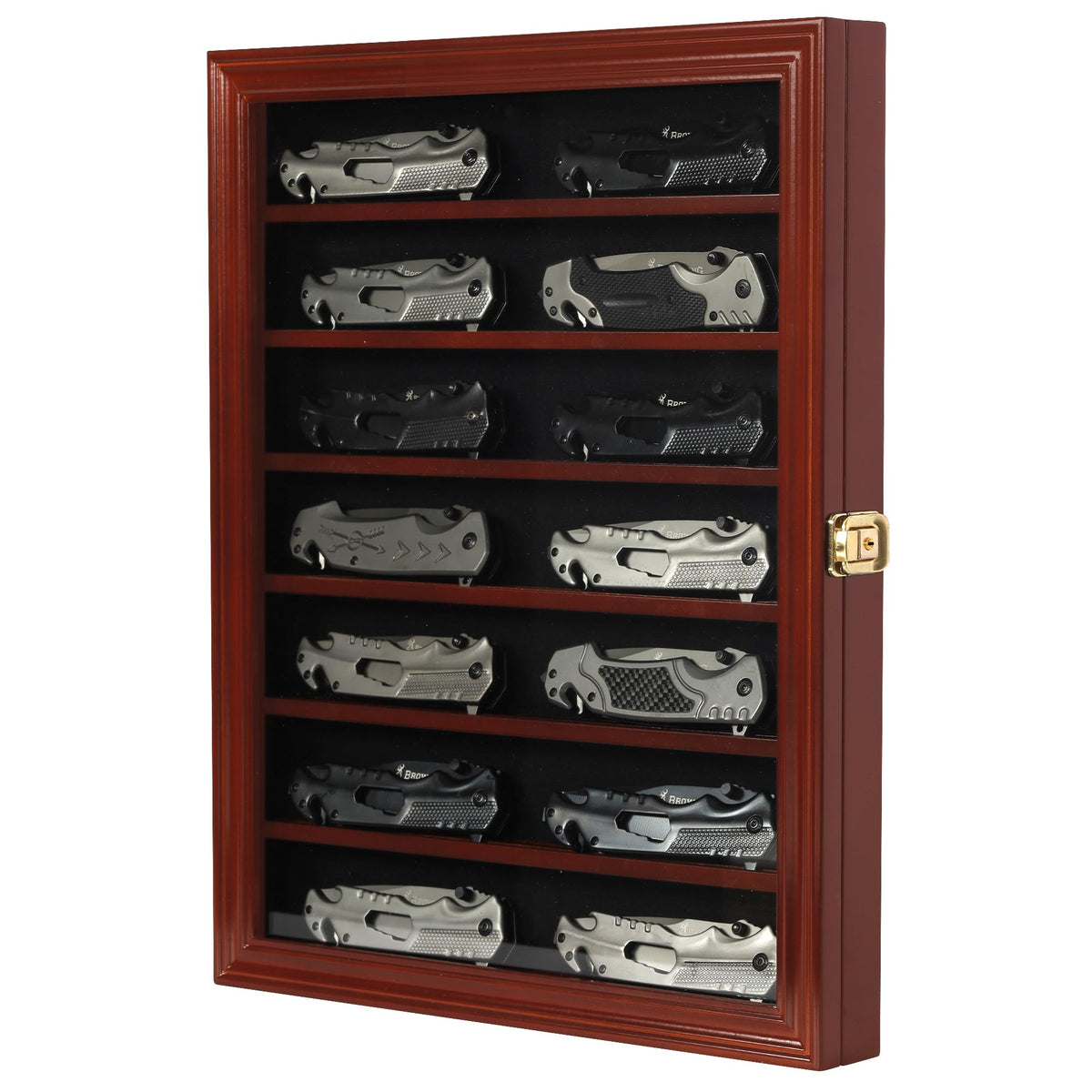 DisplayGifts exhibidor caoba para cuchillos, vista frontal para colección