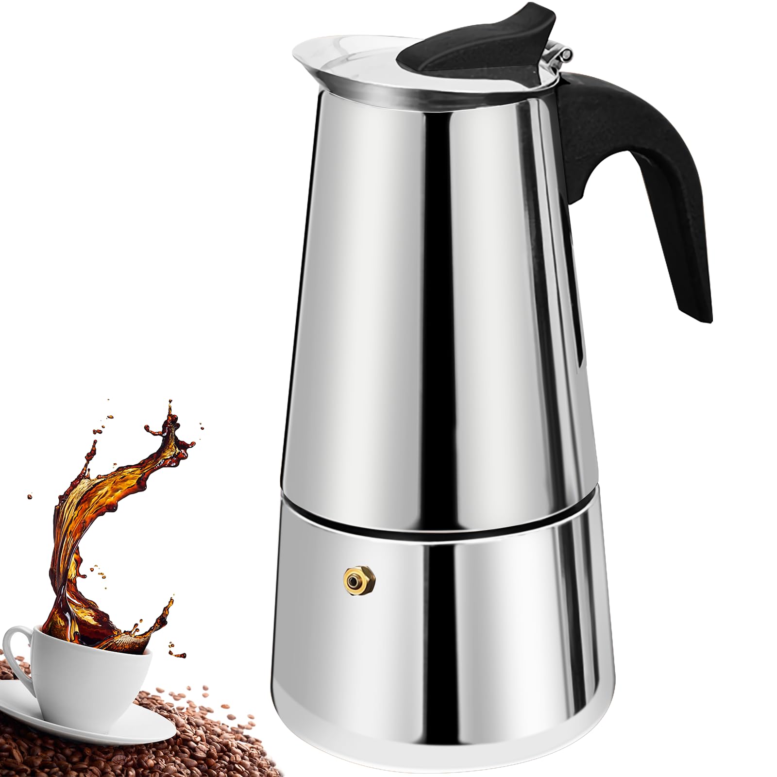 DITOSH cafetera moka acero inoxidable 300ml, diseño duradero para uso diario.