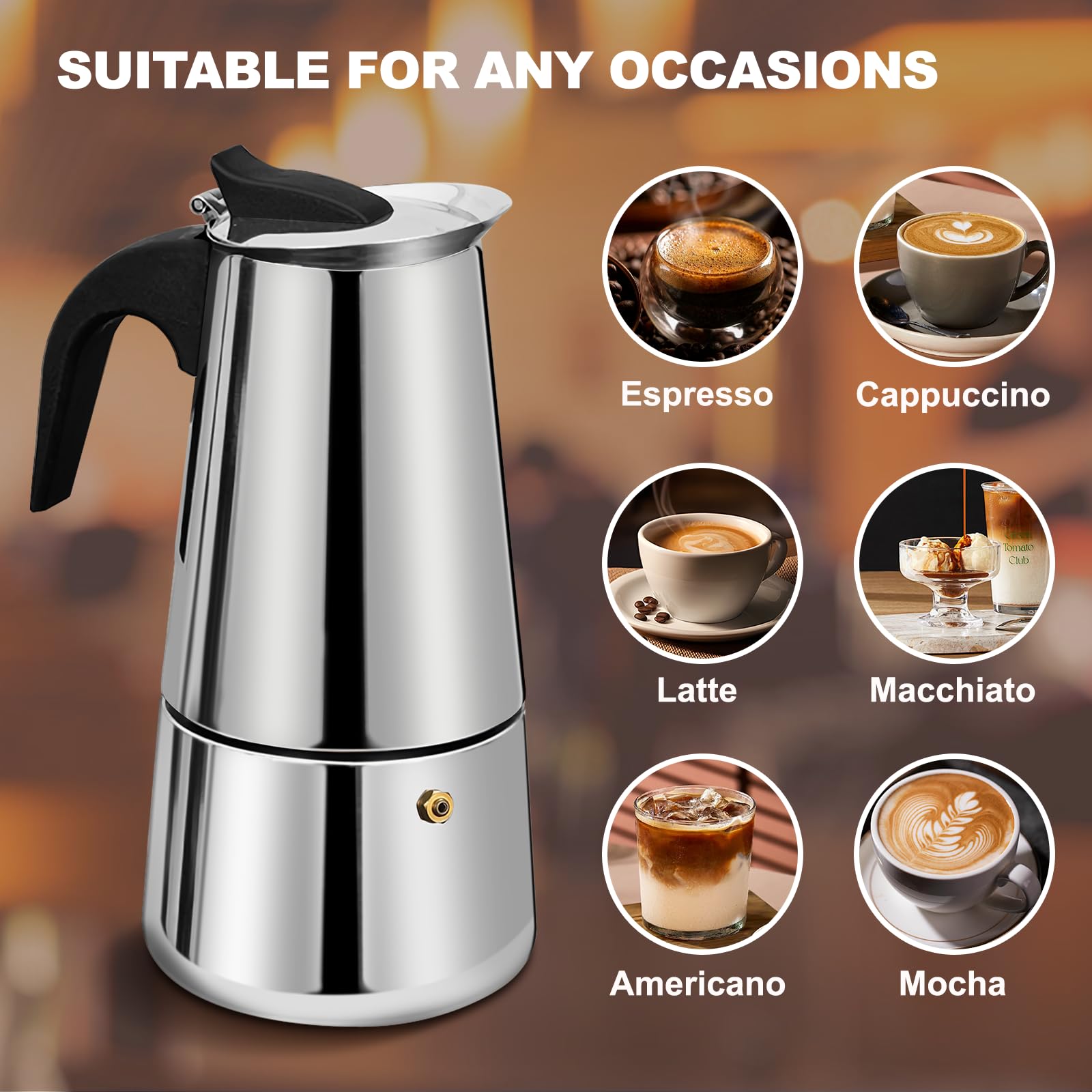 DITOSH cafetera moka apta para inducción y uso diario.