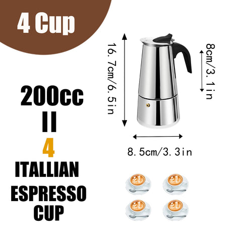 Interior de cafetera moka DITOSH con recubrimiento satinado para mayor durabilidad.