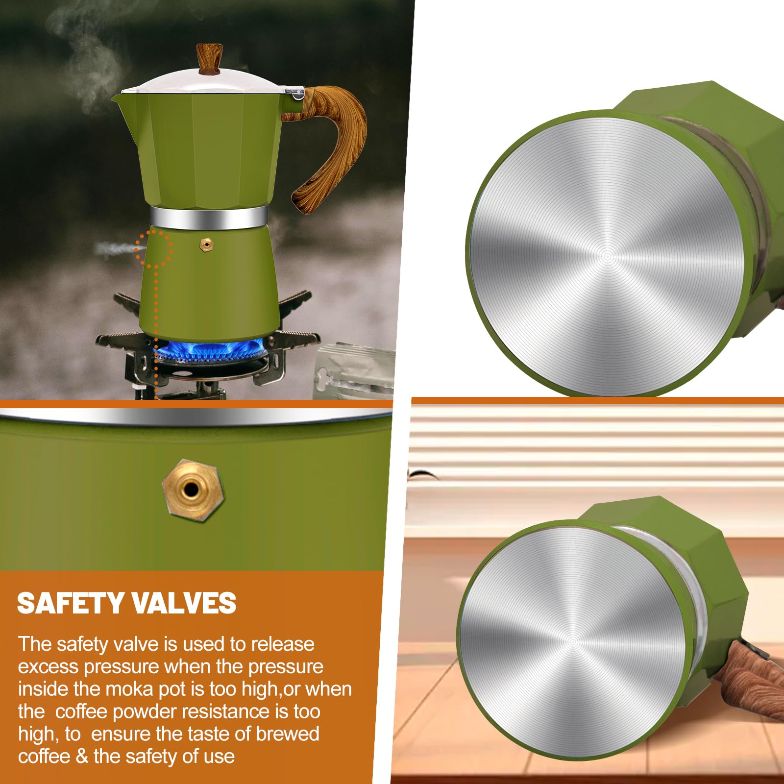 DITOSH cafetera moka italiana, diseño clásico y distribución de calor uniforme