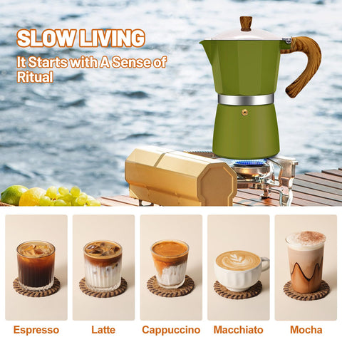 DITOSH cafetera moka italiana, compatible con quemadores de gas para cocina