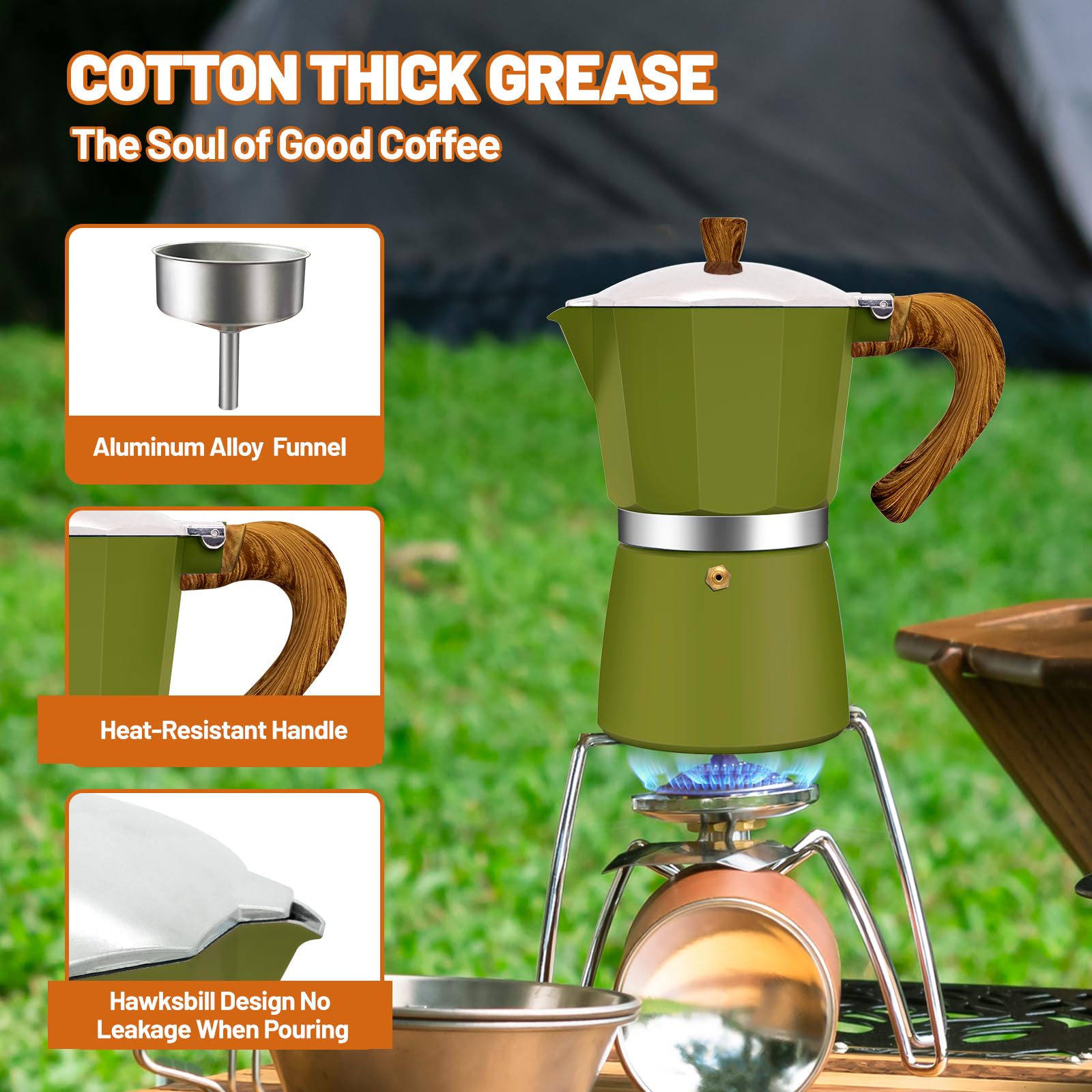 DITOSH cafetera moka italiana, uso en camping para café rápido al aire libre