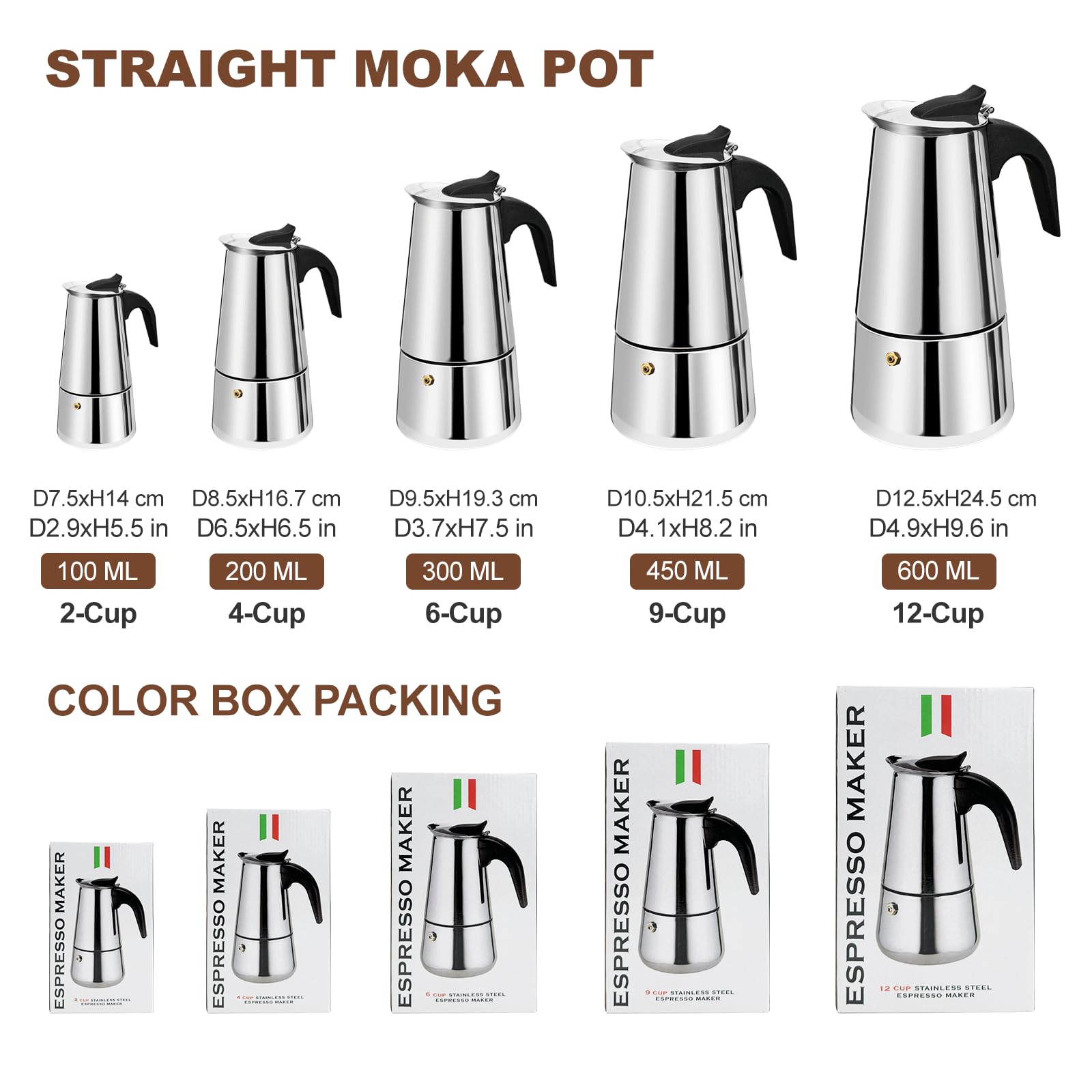 DITOSH cafetera moka con válvula de seguridad, extracción suave y segura.