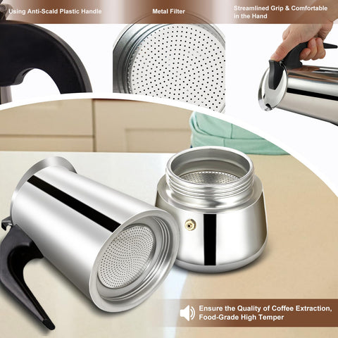 Diseño compacto de cafetera DITOSH, perfecta para camping.