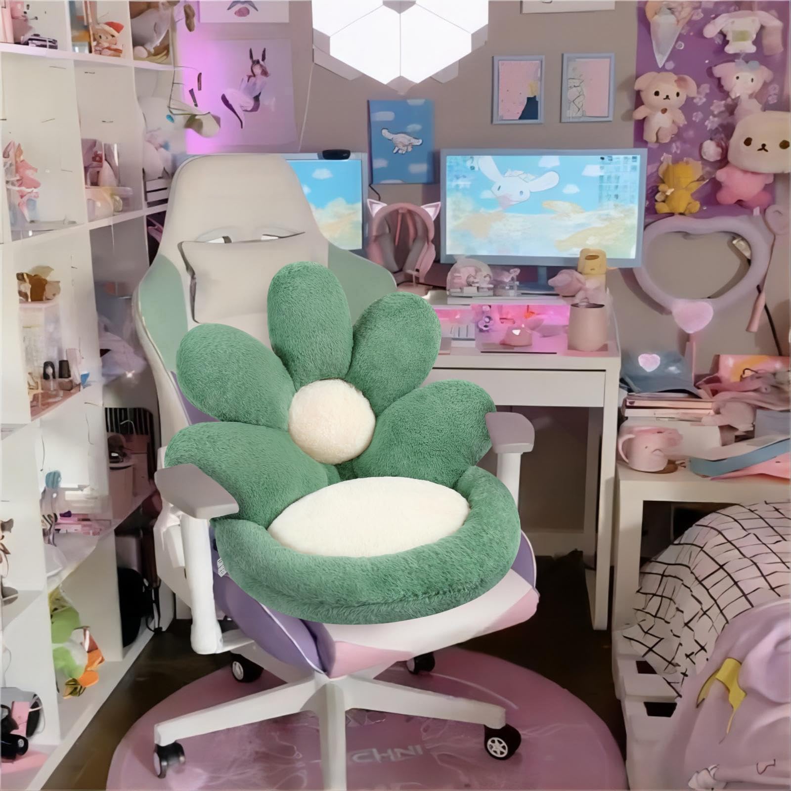 Ditucu cojín asiento forma flor con diseño floral para salón o dormitorio.
