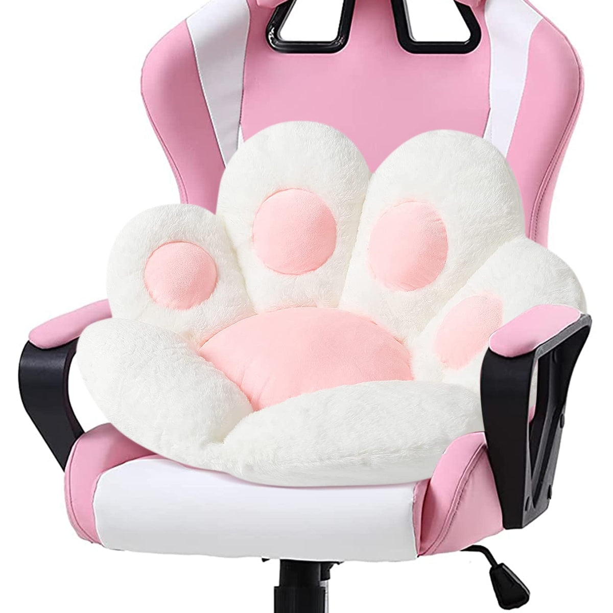 Ditucu cojin asiento con patita de gato blanco en peluche, sensación cálida