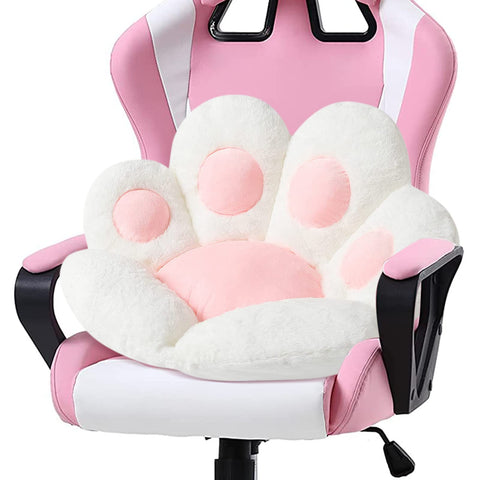 Ditucu cojin asiento con patita de gato blanco en peluche, sensación cálida