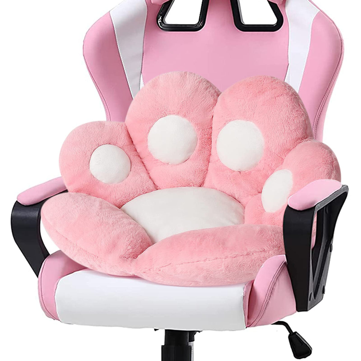Ditucu cojin huellita gato rosa frontal, perfecto para descanso en sillón