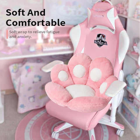 Textura peluche suave de Ditucu cojin huellita gato rosa, tacto agradable