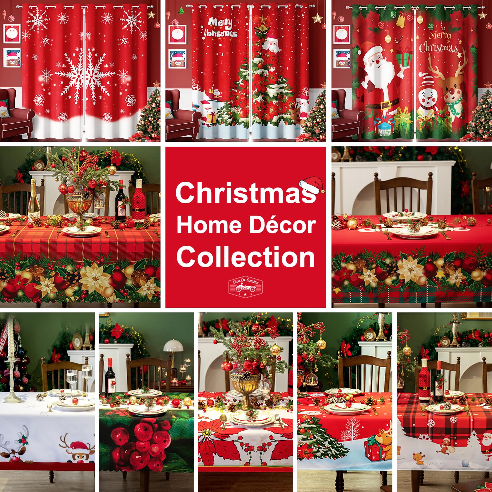 Borde poinsettia en mantel DIVA EN CAMINO DEC, diseño único