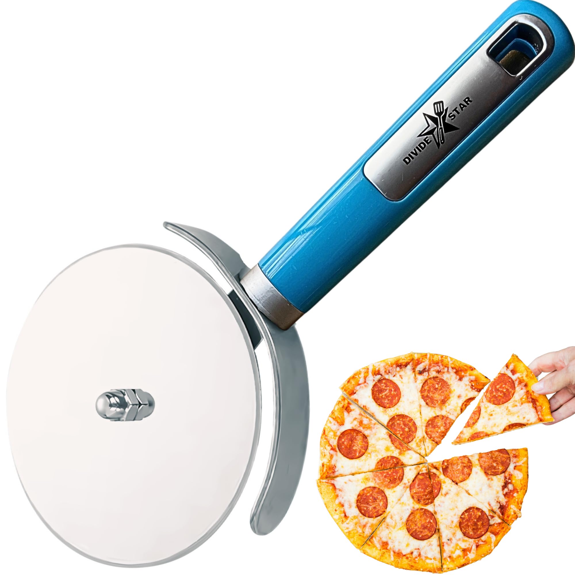 DIVIDESTAR Cortador pizza 4 pulgadas para rebanar con precisión pizzas gruesas.