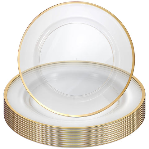 DIVINA VITAE plato cargador cristal dorado de 12 pulgadas para cenas formales.