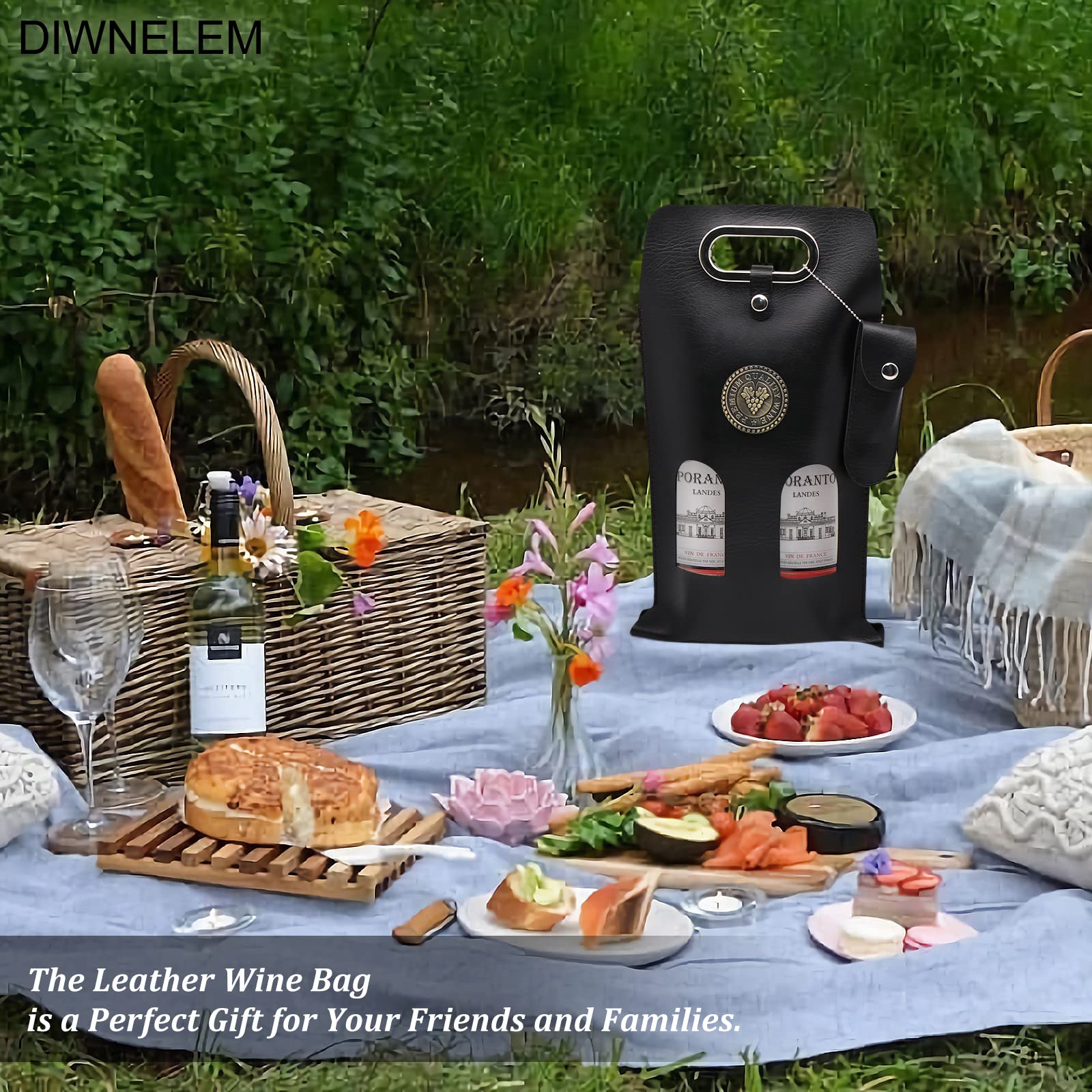 DIWNELEM bolsa vino cuero, uso para bodas y fiestas, resistente y con estilo